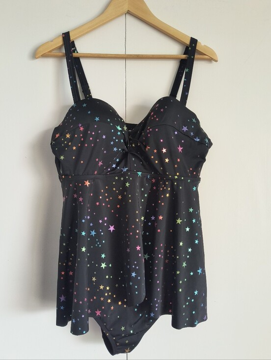 torrid Other - Torrid Black Rainbow Star Plus Swim Suit One Piece Dress Sz 1 D/DD